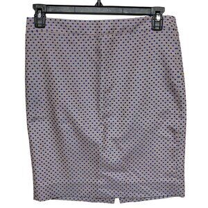 J.Crew‎ Beige & Blue Polka Dot The Pencil Skirt Womens Cotton Blend Size 8